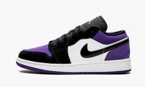Nike Air Jordan 1 Low (GS) 'Court Purple' Skor Barn Vita Svarta Lila | 254-TXNEUY
