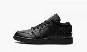 Nike Air Jordan 1 Low GS 'Triple Black' Skor Barn Svarta Vita | 321-KNEXSV