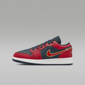 Nike Air Jordan 1 Low SE Skor Barn Röda Svarta | 947-BPMYUF