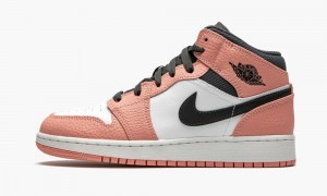 Nike Air Jordan 1 MID GS 'Pink Quartz' Skor Barn Rosa Grå | 217-KHQEIA