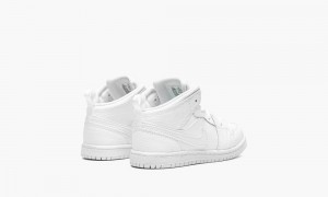 Nike Air Jordan 1 MID (TD) 'Triple White' Skor Barn Vita | 753-XGTSZV