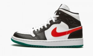 Nike Air Jordan 1 Mid 'Alternate Swooshes' Skor Dam Svarta Röda Vita | 892-MSAKNY
