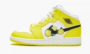 Nike Air Jordan 1 Mid GS 'Dynamic Yellow' Skor Barn Gula Svarta Vita | 864-ZKGUAO