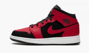 Nike Air Jordan 1 Mid (GS) 'Reverse Bred' Skor Barn Svarta Röda Vita | 601-EIYPKF
