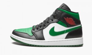 Nike Air Jordan 1 Mid 'Green Tå' Skor Herr Svarta Röda Vita Mörkgröna | 906-HWPEVX