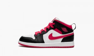 Nike Air Jordan 1 Mid PS 'White / Very Berry' Skor Barn Svarta Vita Röda | 930-NQWCUL