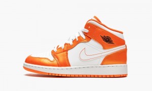 Nike Air Jordan 1 Mid SE GS 'Electro Orange' Skor Barn Orange Svarta Vita | 236-CLKWFE