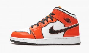 Nike Air Jordan 1 Mid SE GS 'Turf Orange' Skor Barn Orange Svarta Vita | 372-CTSMKB