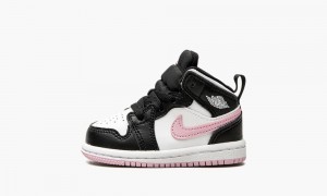 Nike Air Jordan 1 Mid TD 'White / Light Arctic Pink' Skor Barn Svarta Vita | 756-MXFEKZ
