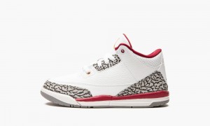 Nike Air Jordan 3 PS 'Cardinal' Skor Barn Vita Mörkgula Röda | 916-MERUWK