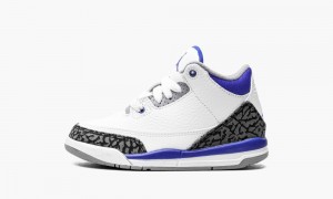 Nike Air Jordan 3 PS 'Racer Blue' Skor Barn Vita Svarta Grå | 157-TQYFVH