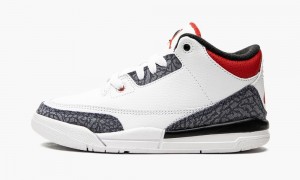 Nike Air Jordan 3 Retro SE PS 'Fire Red Denim' Skor Barn Vita Röda Svarta | 075-DSJYRA