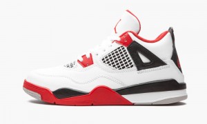 Nike Air Jordan 4 Retro (PS) 'Fire Red 2020' Skor Barn Vita Röda Svarta Grå | 329-IKCLHQ