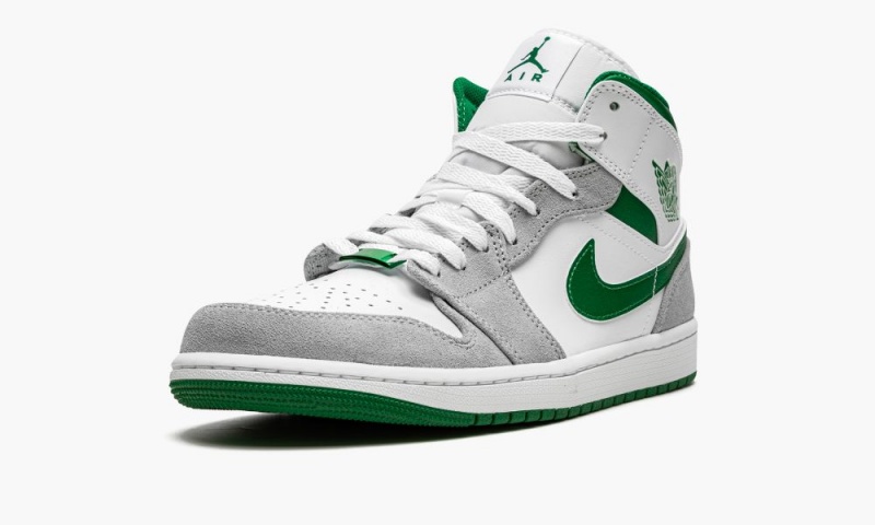 Nike Air Jordan 1 MID SE 'Grey / Pine Green / White' Skor Herr Vita Mörkgröna Grå | 197-LTHSZY