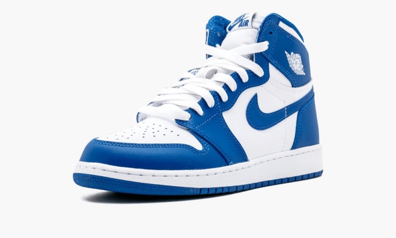 Nike Air Jordan 1 Retro High OG BG 'Storm Blue' Skor Barn Vita Blå | 619-EXKDIM