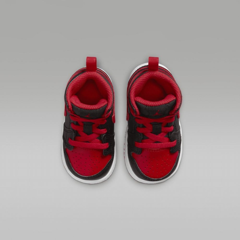Nike Jordan 1 Mid Skor Barn Röda Svarta | 839-EZLPAM