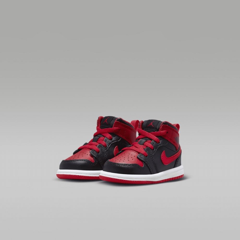 Nike Jordan 1 Mid Skor Barn Röda Svarta | 839-EZLPAM